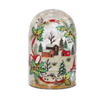 Christmas Crackled Glass Dome With Led Winter Village