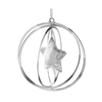 Christmas Spinning Silver Metal Ornament Star - Set of 12