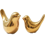 Small Birds Statues Gold Home Decor Modern Style