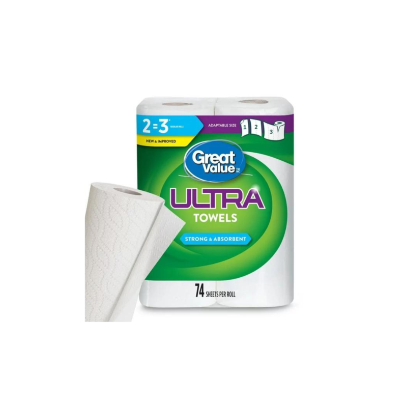 Great Value Ultra Paper Towels, 2 Equal 3 Rolls